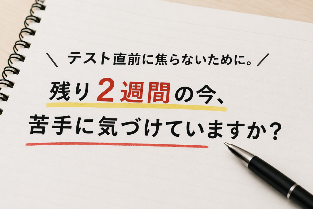 定期テストまで残り2週間の今、苦手に気づけていますか？