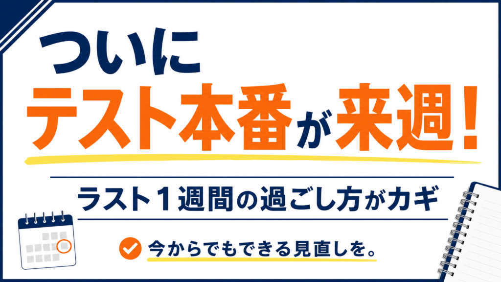 【八代の中学生へ】ついに来週がテスト！