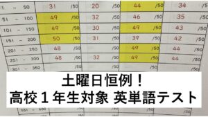 八代高校1年生対象！毎週土曜日の英単語テスト大会
