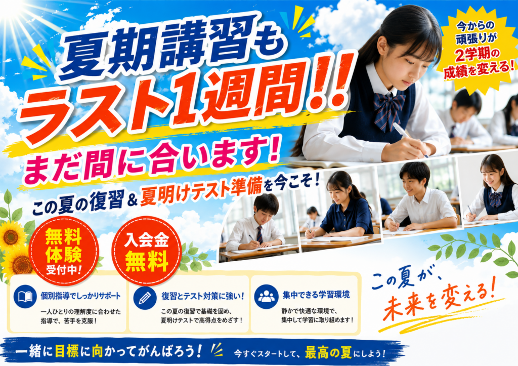 夏期講習もラスト1週間！